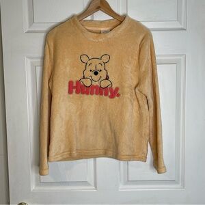 Disney 100 Pooh Bear Yellow Fuzzy Crewneck